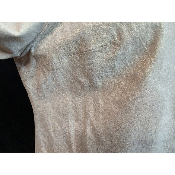 Vintage Lux Collarless Metallic Leather Jacket – 2000s – Size Large - Picture 9 of 13